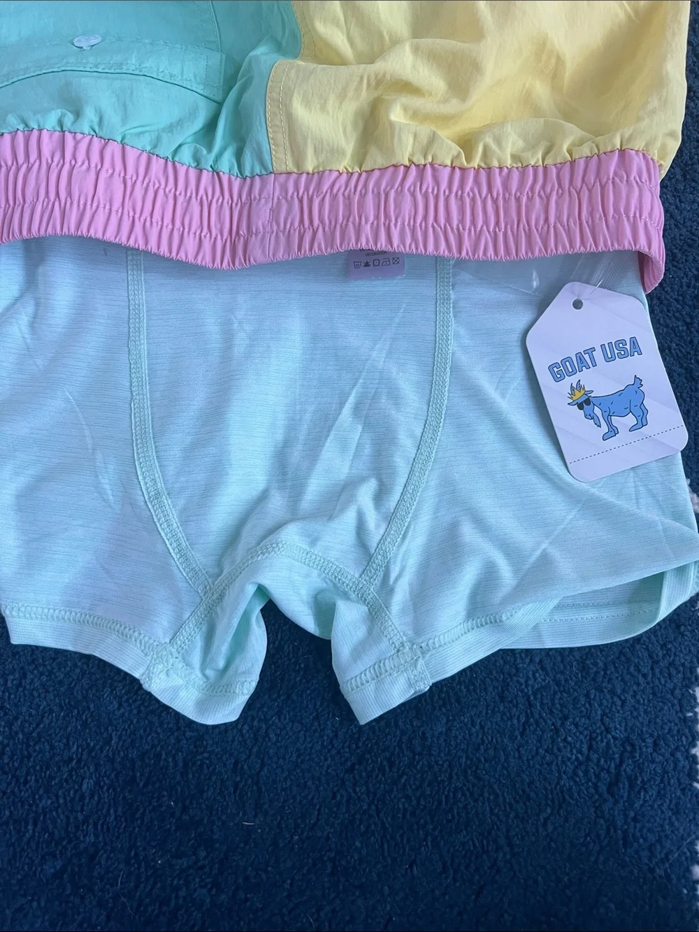 Kids Colorblock Swim Trunks with Pink Waistband